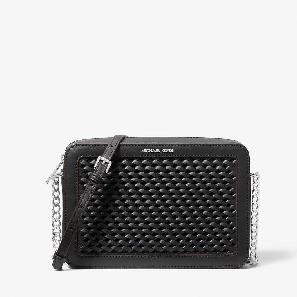 MK Jet Set Large Woven Crossbody Bag