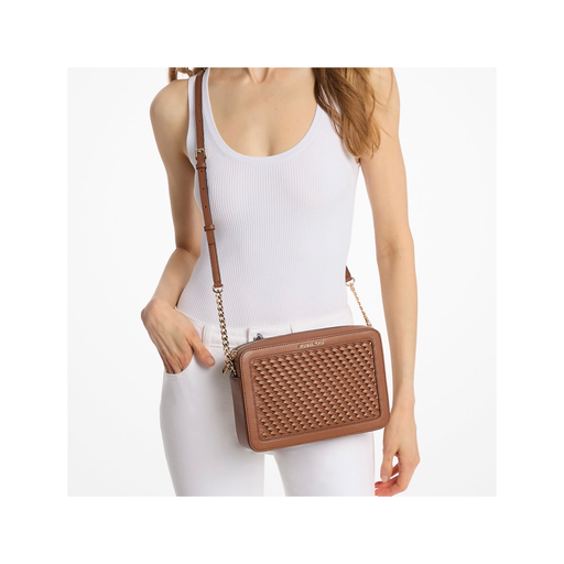 MK Jet Set Large Woven Crossbody Bag